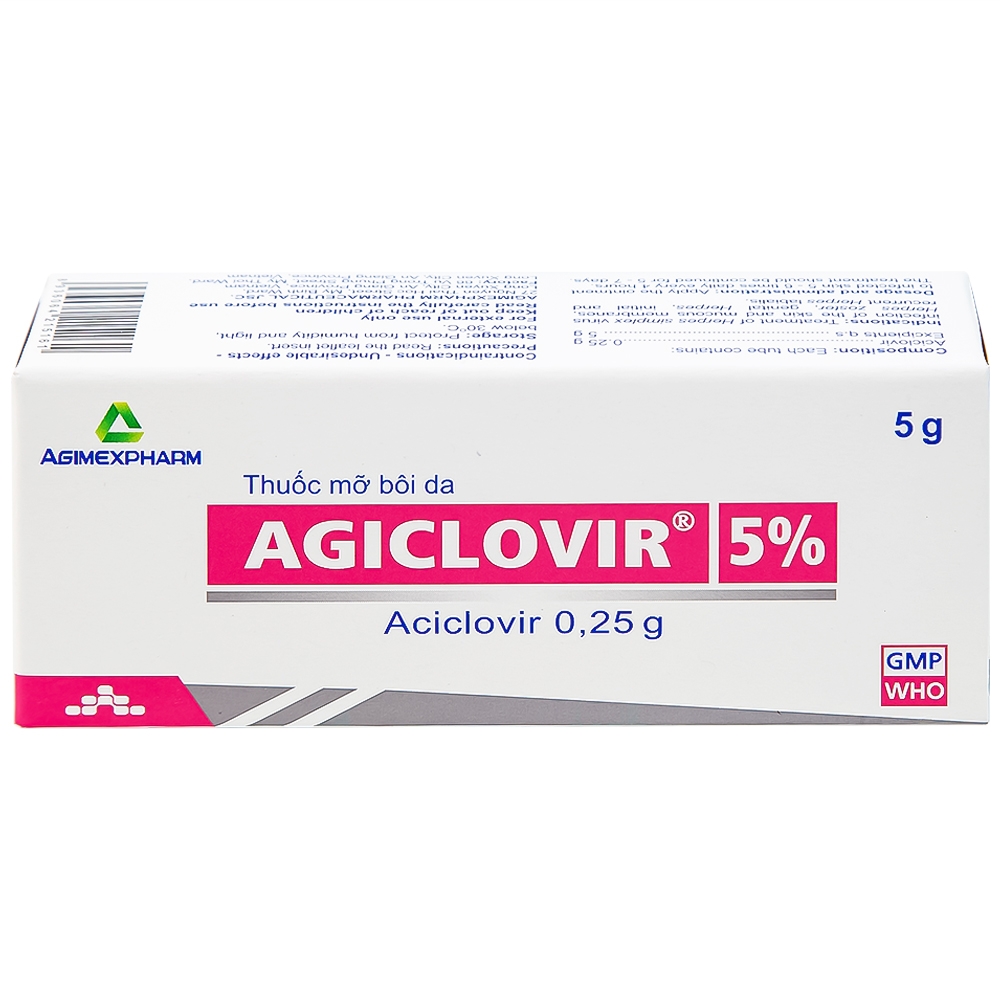 Hình ảnh Thuốc mỡ bôi da Agiclovir 5% Agimexpharm điều trị nhiễm Herpes simplex, Herpes zoster, Herpes sinh dục (5g)