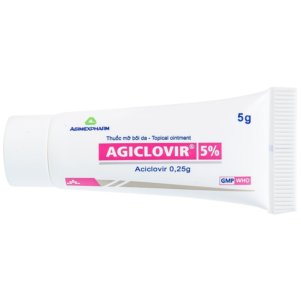 Hình ảnh Thuốc mỡ bôi da Agiclovir 5% Agimexpharm điều trị nhiễm Herpes simplex, Herpes zoster, Herpes sinh dục (5g)
