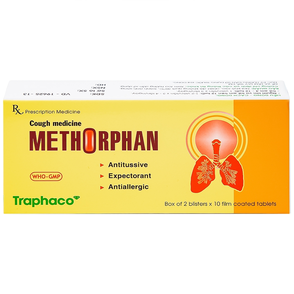 Hình ảnh Thuốc ho Methorphan Traphaco cắt cơn ho, điều trị long đờm, chống dị ứng (2 vỉ x 10 viên)