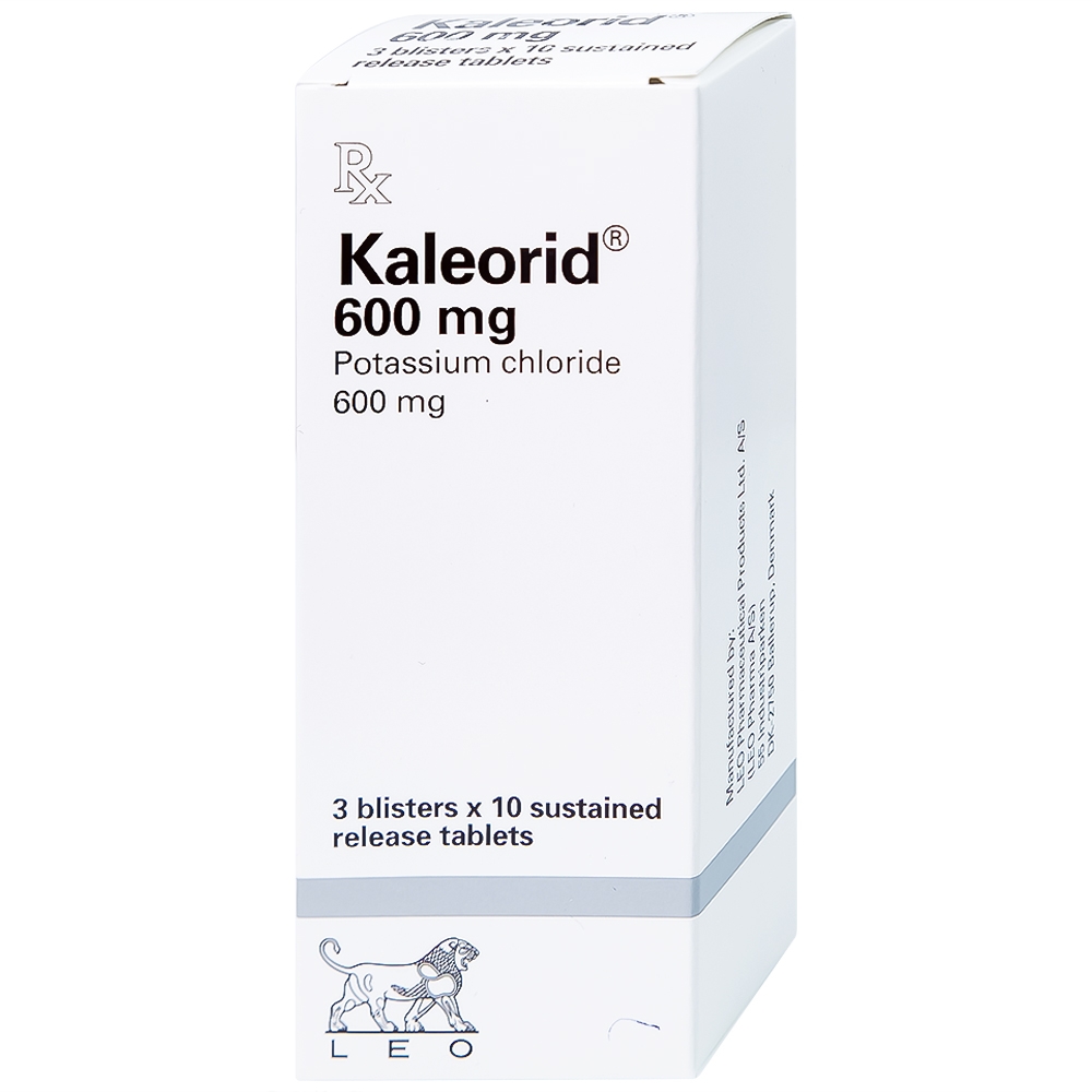 Hình ảnh Viên nén Kaleorid 600mg LEO phòng ngừa và điều trị giảm kali huyết (3 vỉ x 10 viên) 