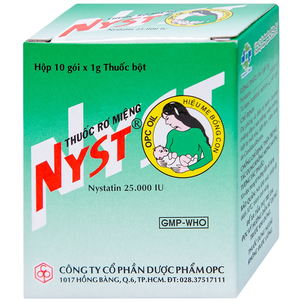 Hình ảnh Thuốc rơ miệng Nyst 25.000IU OPC dự phòng và điều trị bệnh Candida miệng (10 gói)