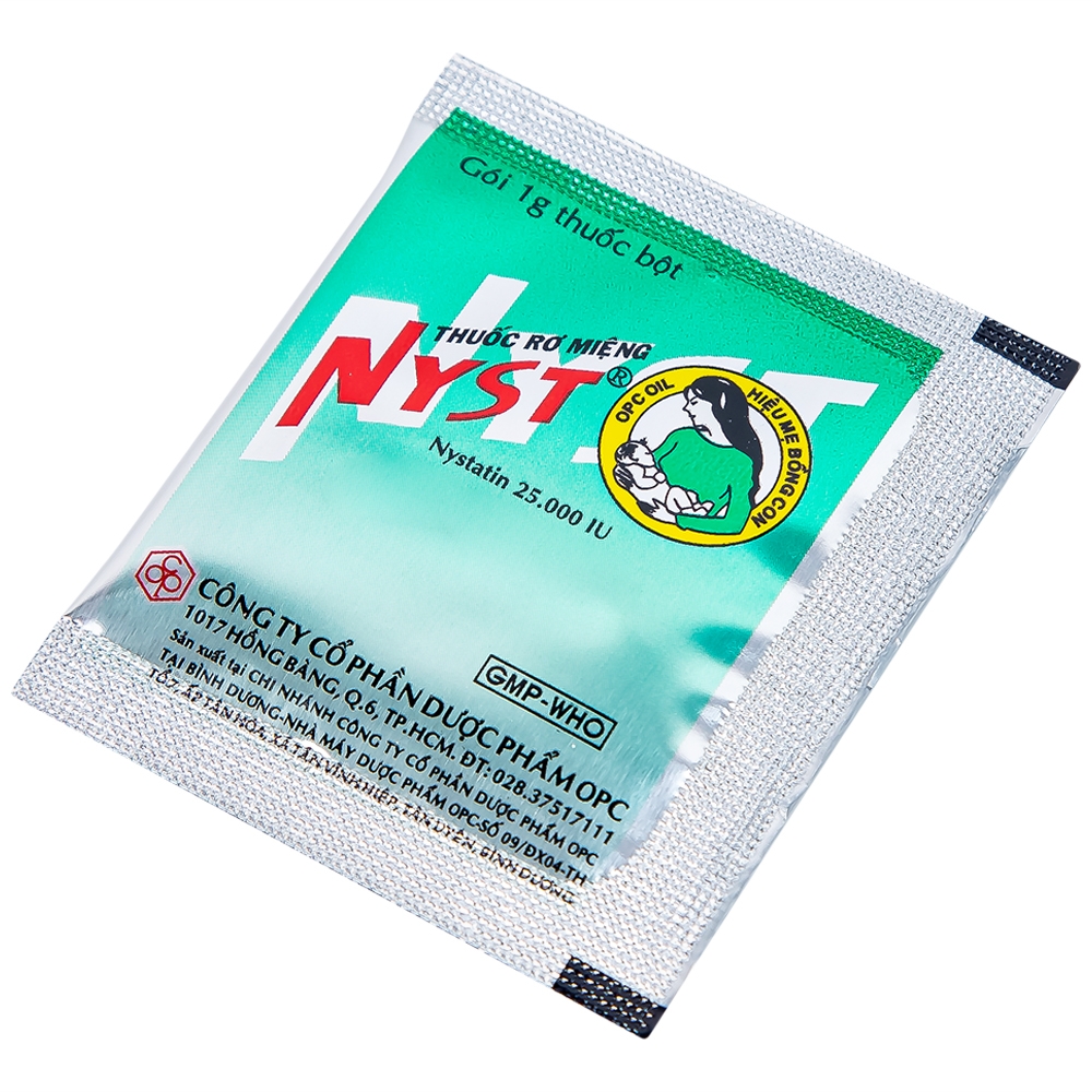 Hình ảnh Thuốc rơ miệng Nyst 25.000IU OPC dự phòng và điều trị bệnh Candida miệng (10 gói)