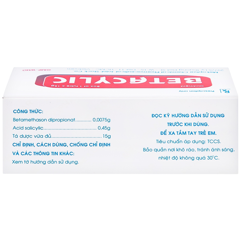 Hình ảnh Thuốc mỡ bôi da Betacylic Mekophar điều trị bệnh vẩy nến, vảy da dầu (15g)