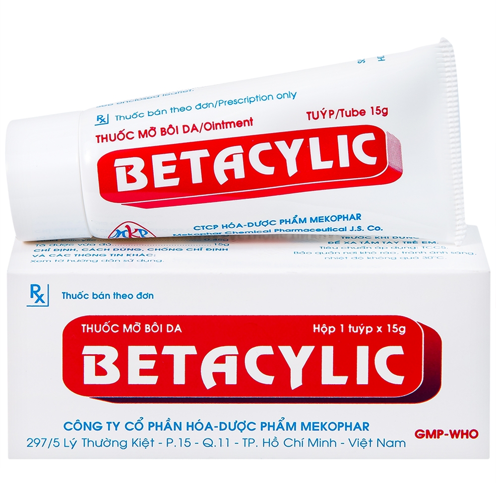 Hình ảnh Thuốc mỡ bôi da Betacylic Mekophar điều trị bệnh vẩy nến, vảy da dầu (15g)