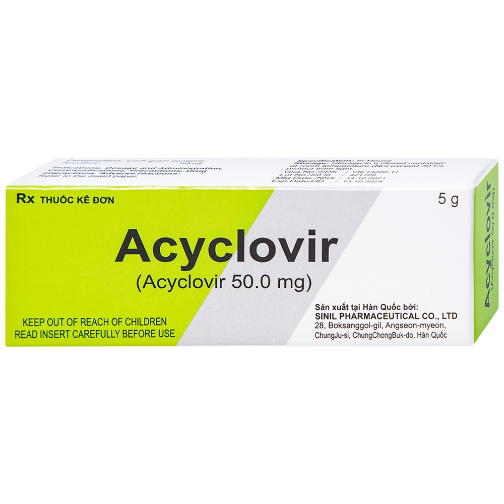 Hình ảnh Kem bôi da Acyclovir Sinil điều trị nhiễm virus Herpes simplex (5g)