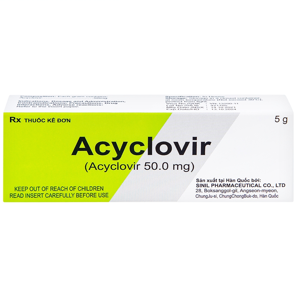 Hình ảnh Kem bôi da Acyclovir Sinil điều trị nhiễm virus Herpes simplex (5g)