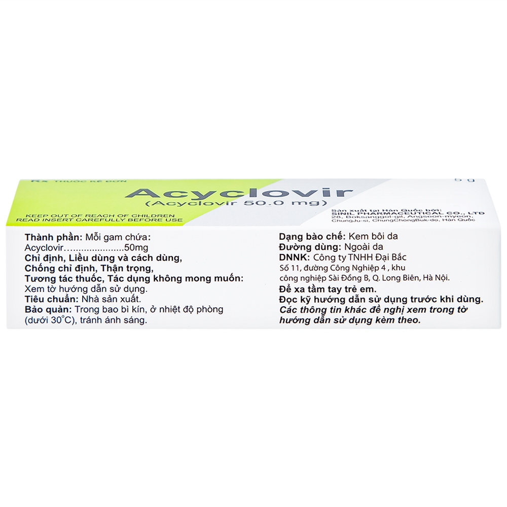 Hình ảnh Kem bôi da Acyclovir Sinil điều trị nhiễm virus Herpes simplex (5g)