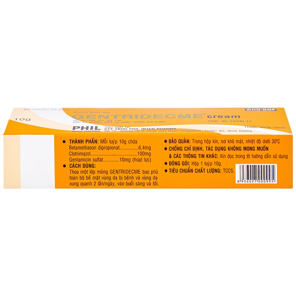 Hình ảnh Kem bôi da Gentridecme Cream Phil điều trị nhiễm trùng da, nấm da (10g)