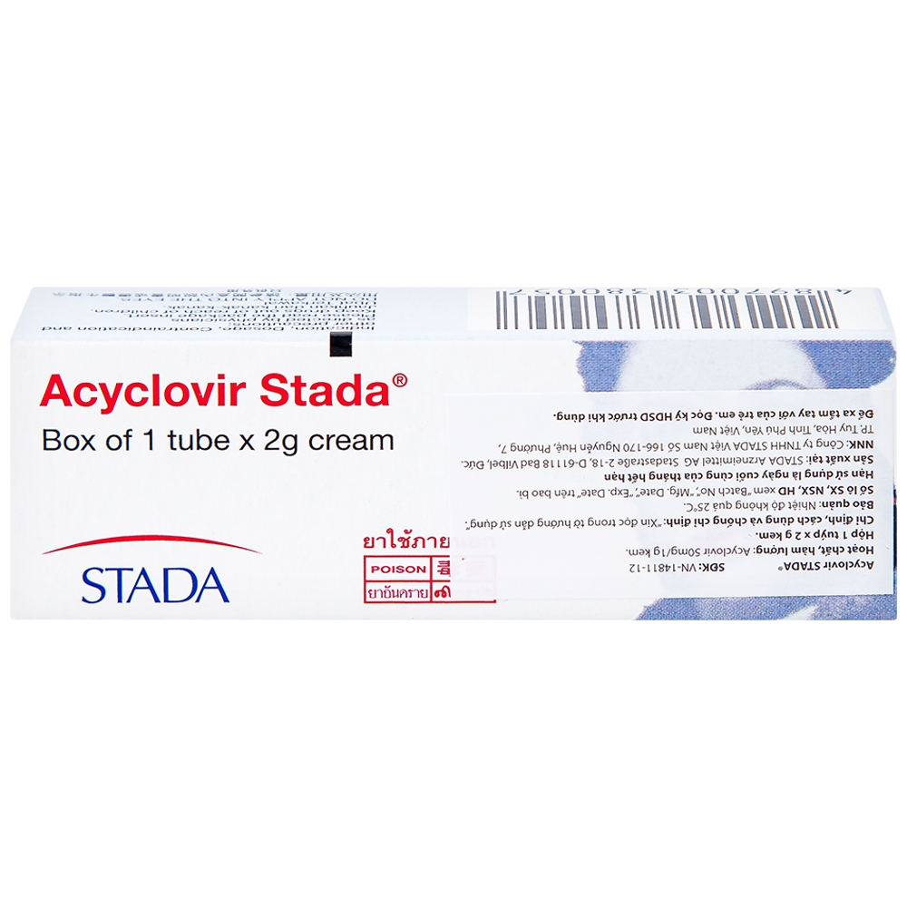 Hình ảnh Kem bôi da Acyclovir Stada Cream điều trị nhiễm virus Herpes simplex (2g)