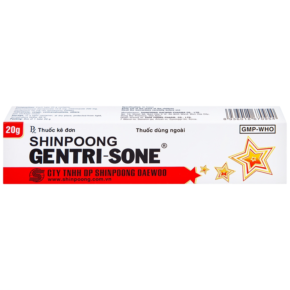 Hình ảnh Kem Gentrisone ShinPoong Deawoo điều trị nấm da, giảm viêm ngứa da (20g)