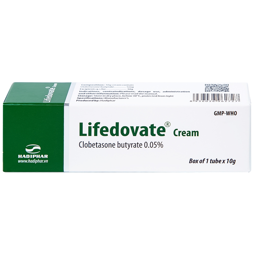 Hình ảnh Kem bôi da Lifedovate Cream 0,05% Hadiphar điều trị các vết long eczema, viêm da (10g)