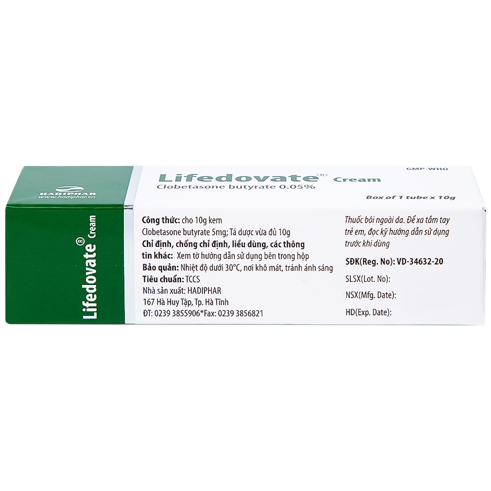 Hình ảnh Kem bôi da Lifedovate Cream 0,05% Hadiphar điều trị các vết long eczema, viêm da (10g)