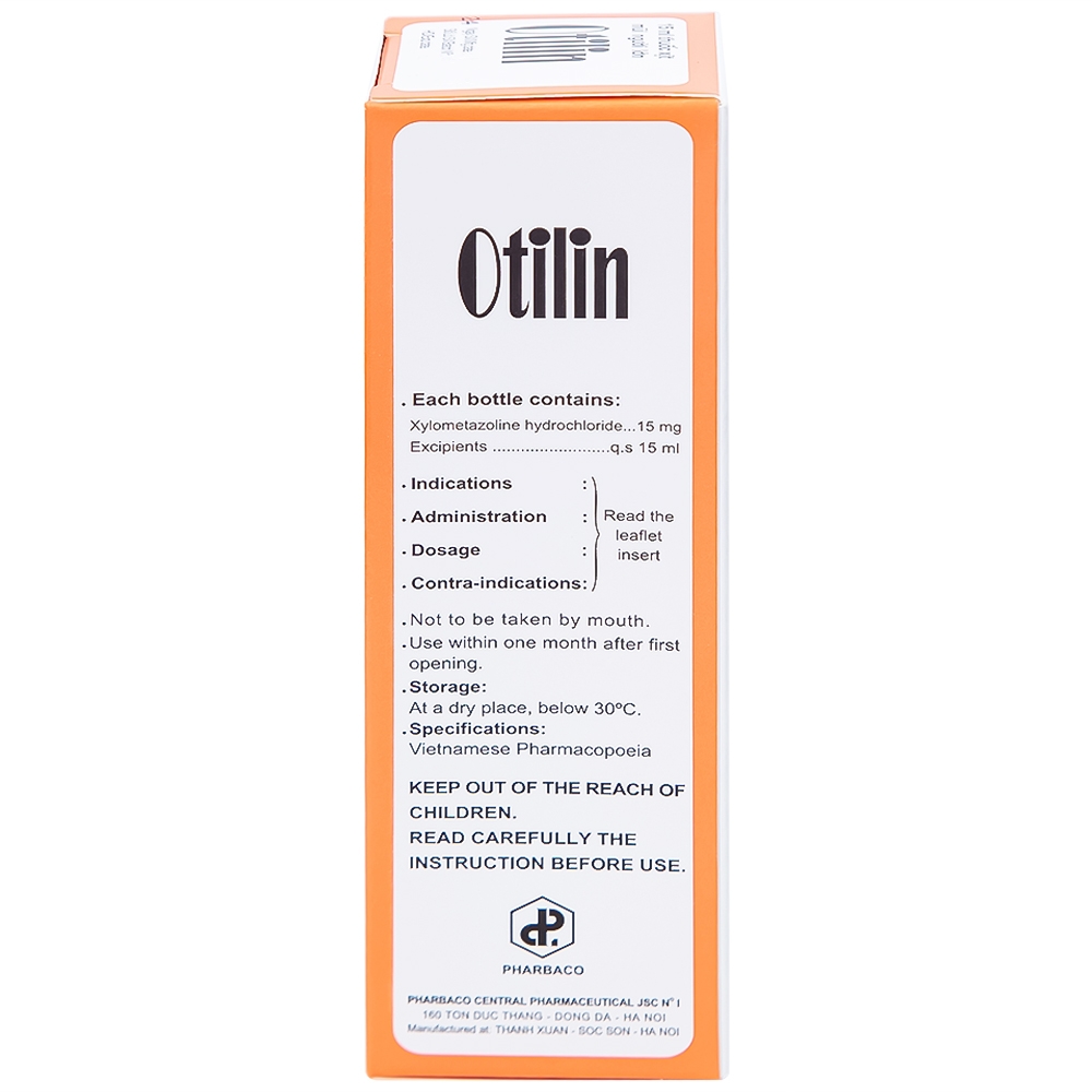 Hình ảnh Thuốc xịt mũi Otilin 0.1% Pharbaco giảm ngạt mũi, sung huyết trong viêm mũi (15ml)
