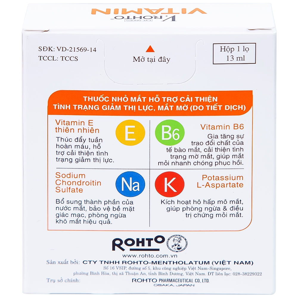 Hình ảnh Thuốc nhỏ mắt V.Rohto Vitamin hỗ trợ cải thiện tình trạng giảm thị lực, mắt mờ (13ml)