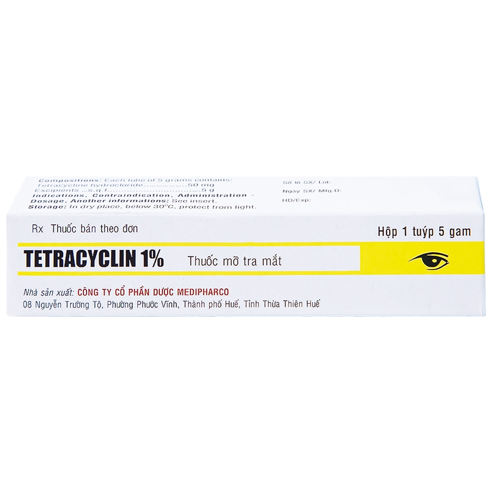 Hình ảnh Thuốc mỡ tra mắt Tetracyclin 1% Medipharco điều trị đau mắt hột (5g)