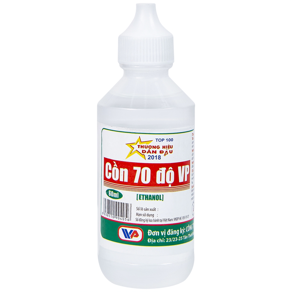 Hình ảnh Cồn trắng 70 độ Vĩnh Phúc trắng hỗ trợ sát trùng vết thương (60ml)