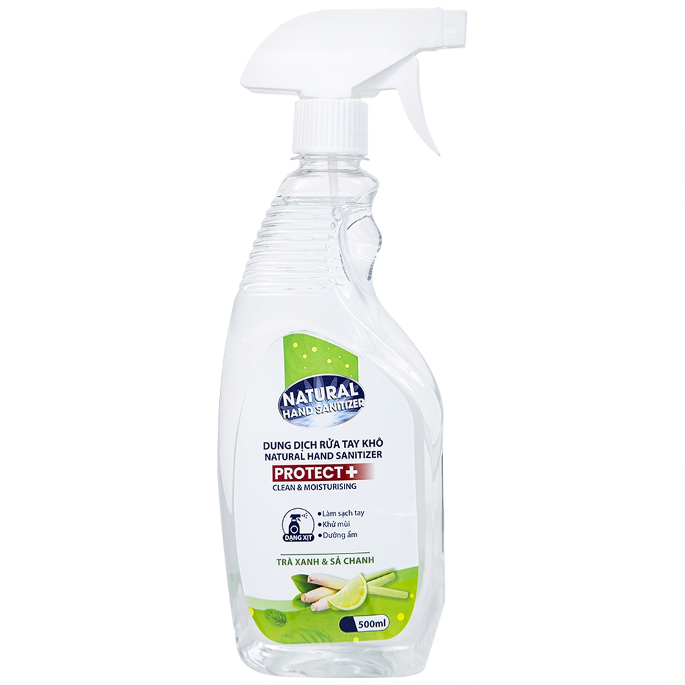 Hình ảnh Dung dịch rửa tay khô Natural Hand Sanitizer trà xanh và sả chanh làm sạch tay, khử mùi, dưỡng ẩm (500ml)
