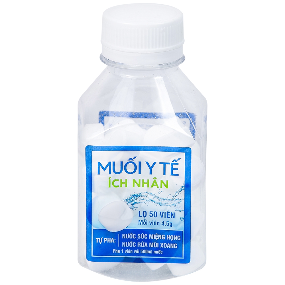 Hình ảnh Muối Y Tế Ích Nhân dùng pha nước súc miệng họng, rửa mũi (50 viên x 4.5g)