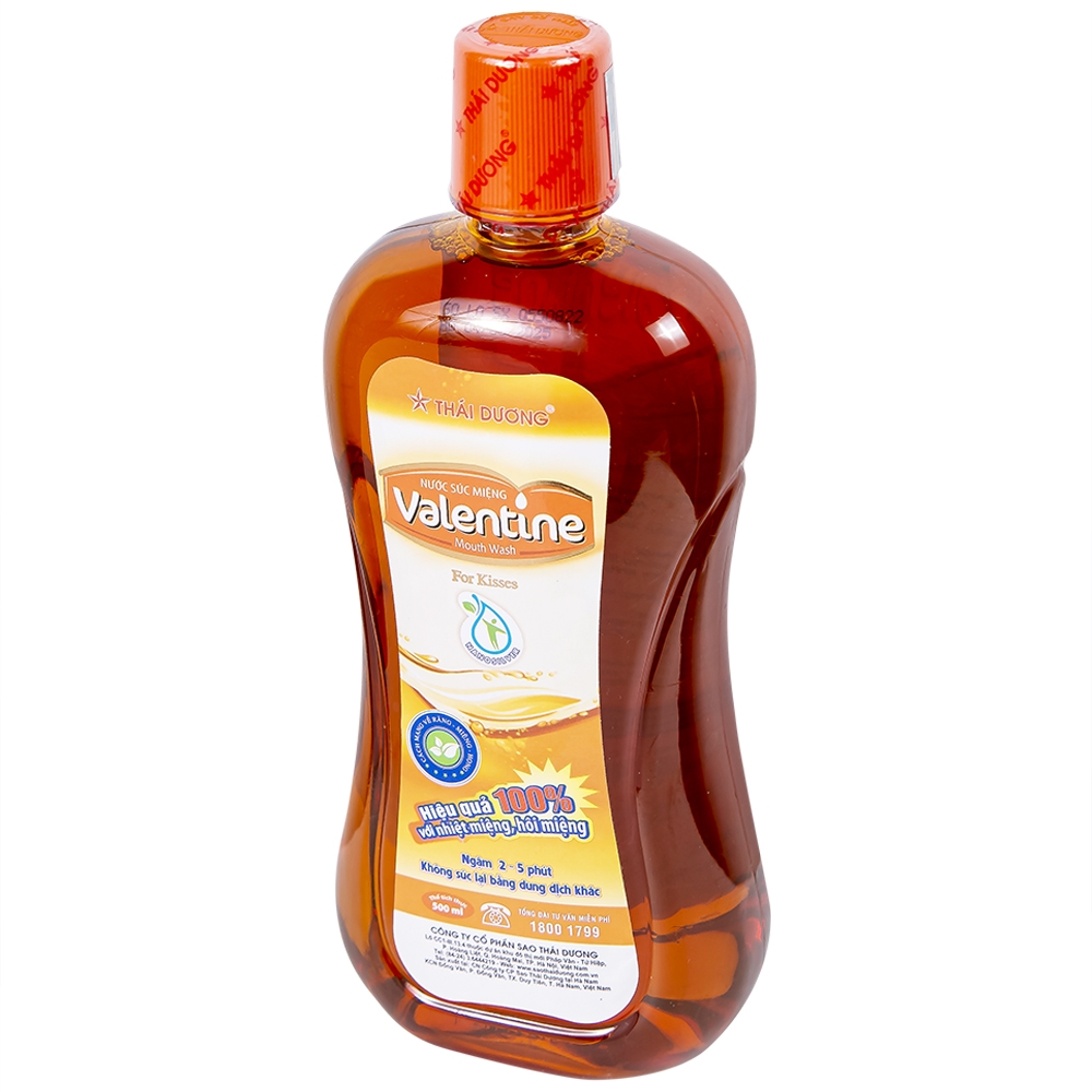 Hình ảnh Nước súc miệng Valentine Thái Dương ngừa hôi miệng, nhiệt miệng, sâu răng, viêm lợi (500ml)