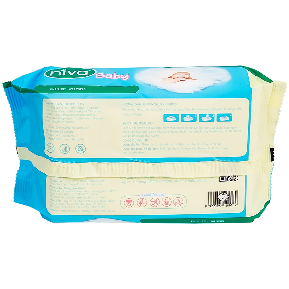 Hình ảnh Khăn ướt Niva Baby làm sạch, kháng khuẩn và giữ vệ sinh (80 miếng)