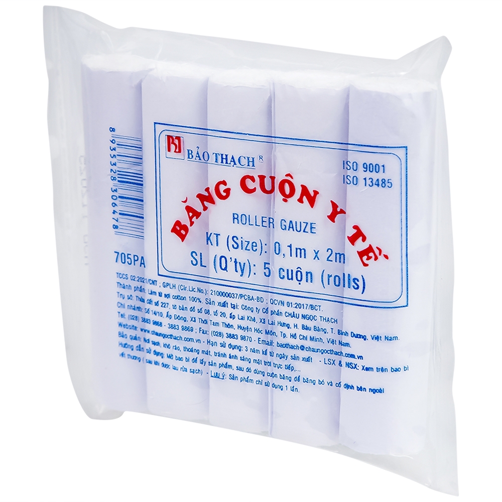 Hình ảnh Băng cuộn y tế 0.1m x 2m Bảo Thạch dùng để băng vết thương (5 cuộn)