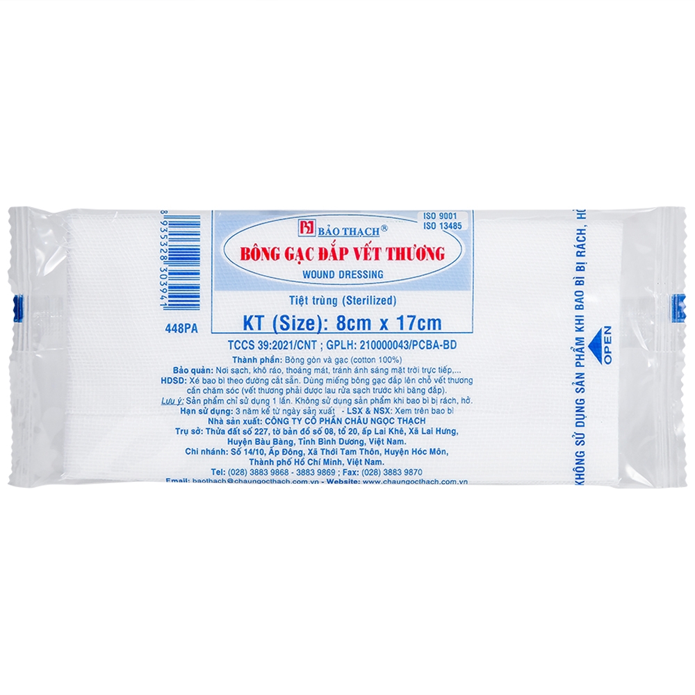 Hình ảnh Bông gạc đắp vết thương Bảo Thạch (8cm x 17cm) 