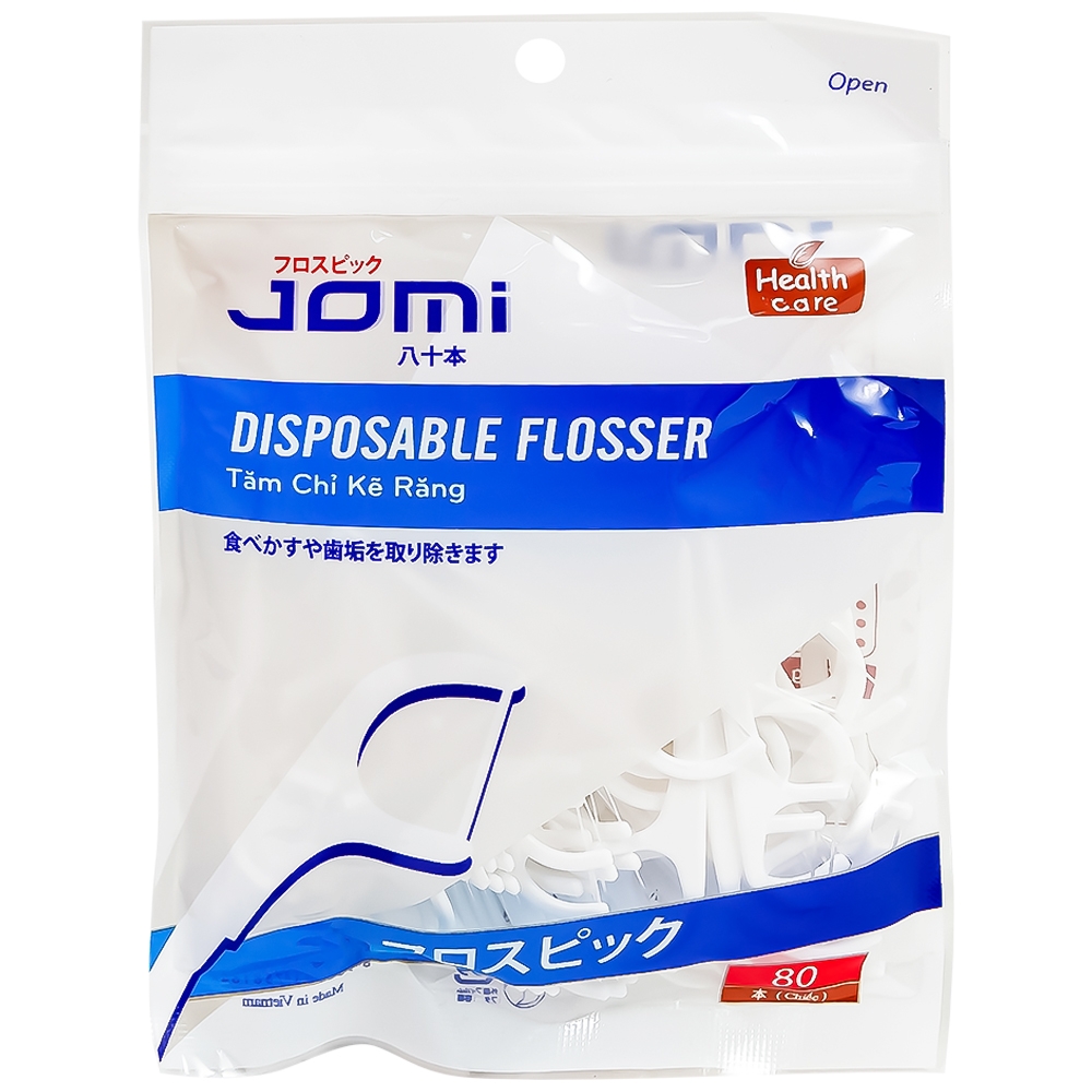 Hình ảnh Tăm chỉ kẽ răng Jomi Disposable Flosser làm sạch mảng bám, vụn thức ăn trong kẽ răng (80 cây)