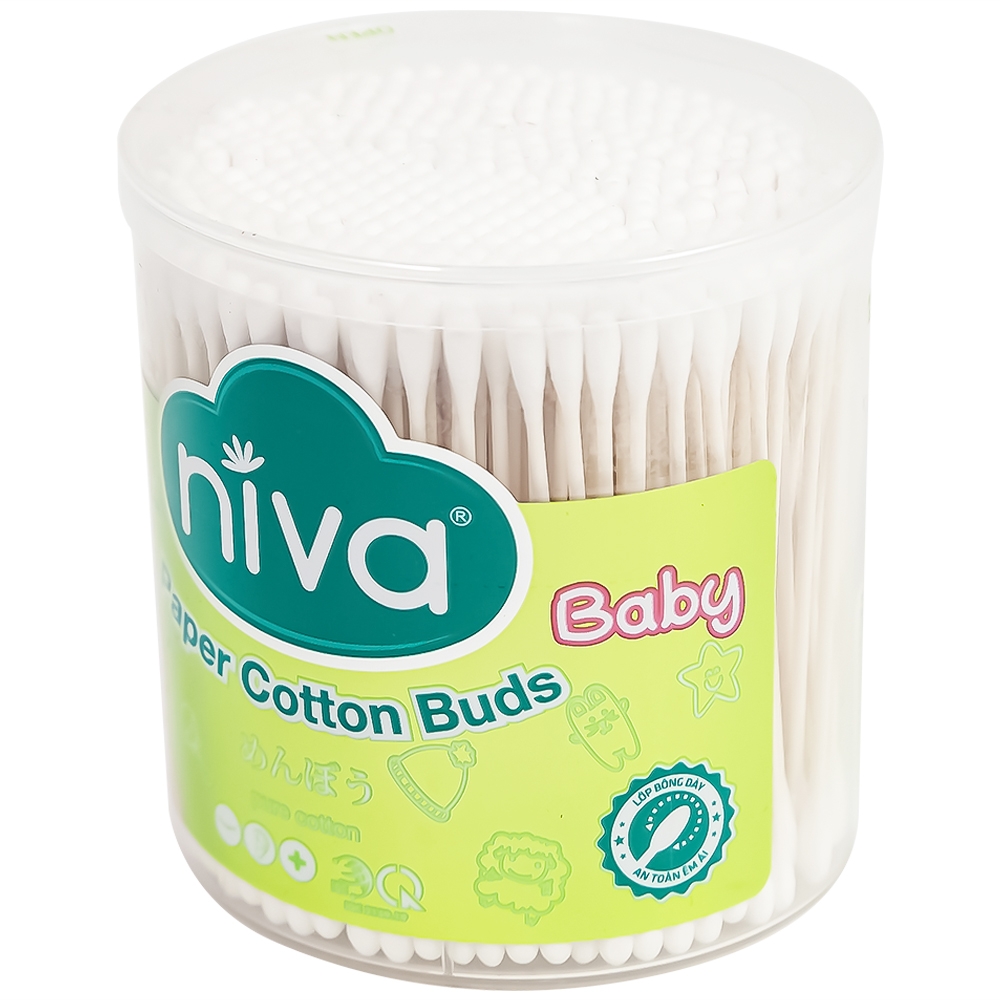 Hình ảnh Tăm bông sơ sinh Niva BHP2 2 đầu tròn vệ sinh tai, mũi, vệ sinh cá nhân (400 que)