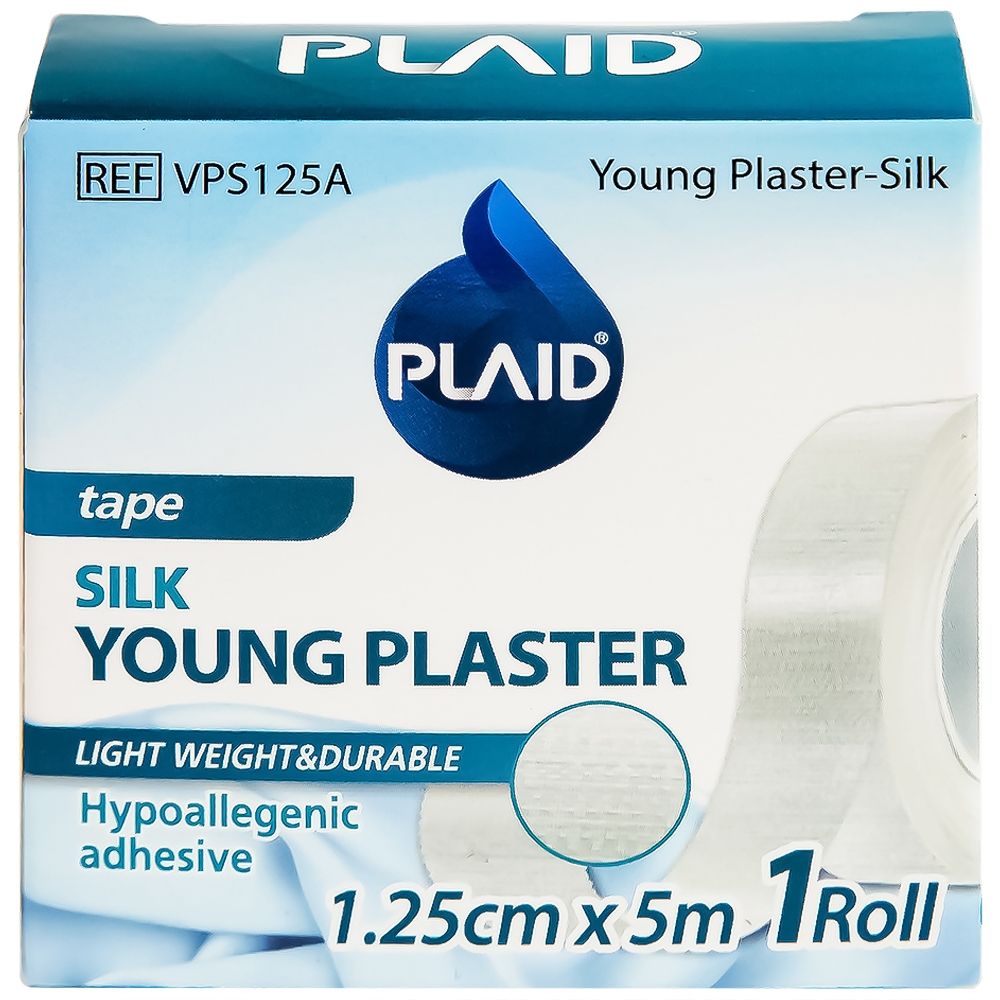 Hình ảnh Băng keo cuộn lụa Young Plaster-Silk 1.25cm x 5m Young Chemical cố định ống truyền dẫn, dán lên gạc cố định vết thương (1 cuộn)