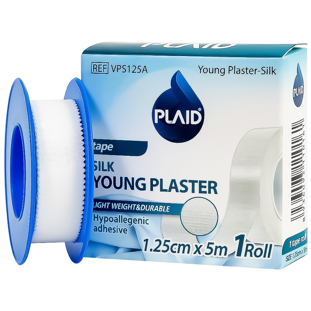 Hình ảnh Băng keo cuộn lụa Young Plaster-Silk 1.25cm x 5m Young Chemical cố định ống truyền dẫn, dán lên gạc cố định vết thương (1 cuộn)