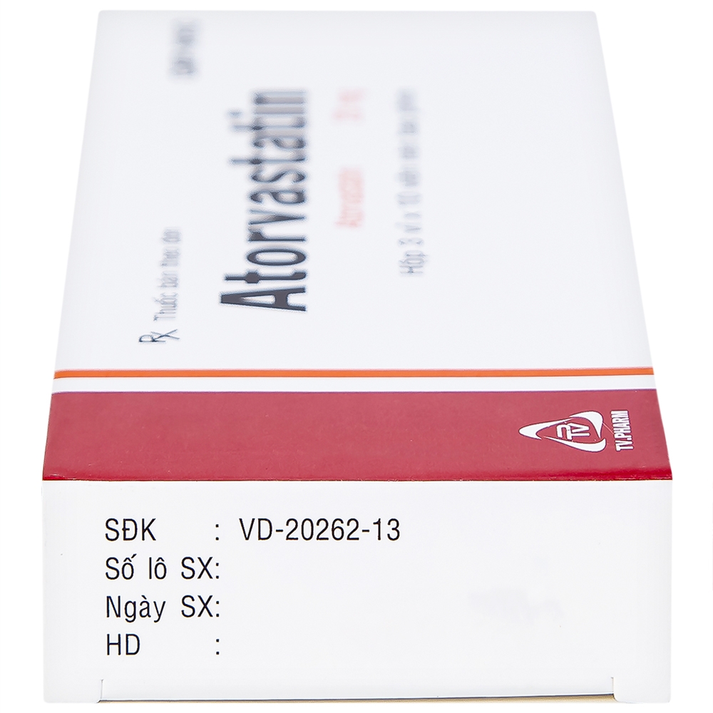 Hình ảnh Thuốc Atorvastatin 20mg TV.Pharm điều trị tăng cholesterol máu, dự phòng tiên phát biến cố mạch vành (3 vỉ x 10 viên)