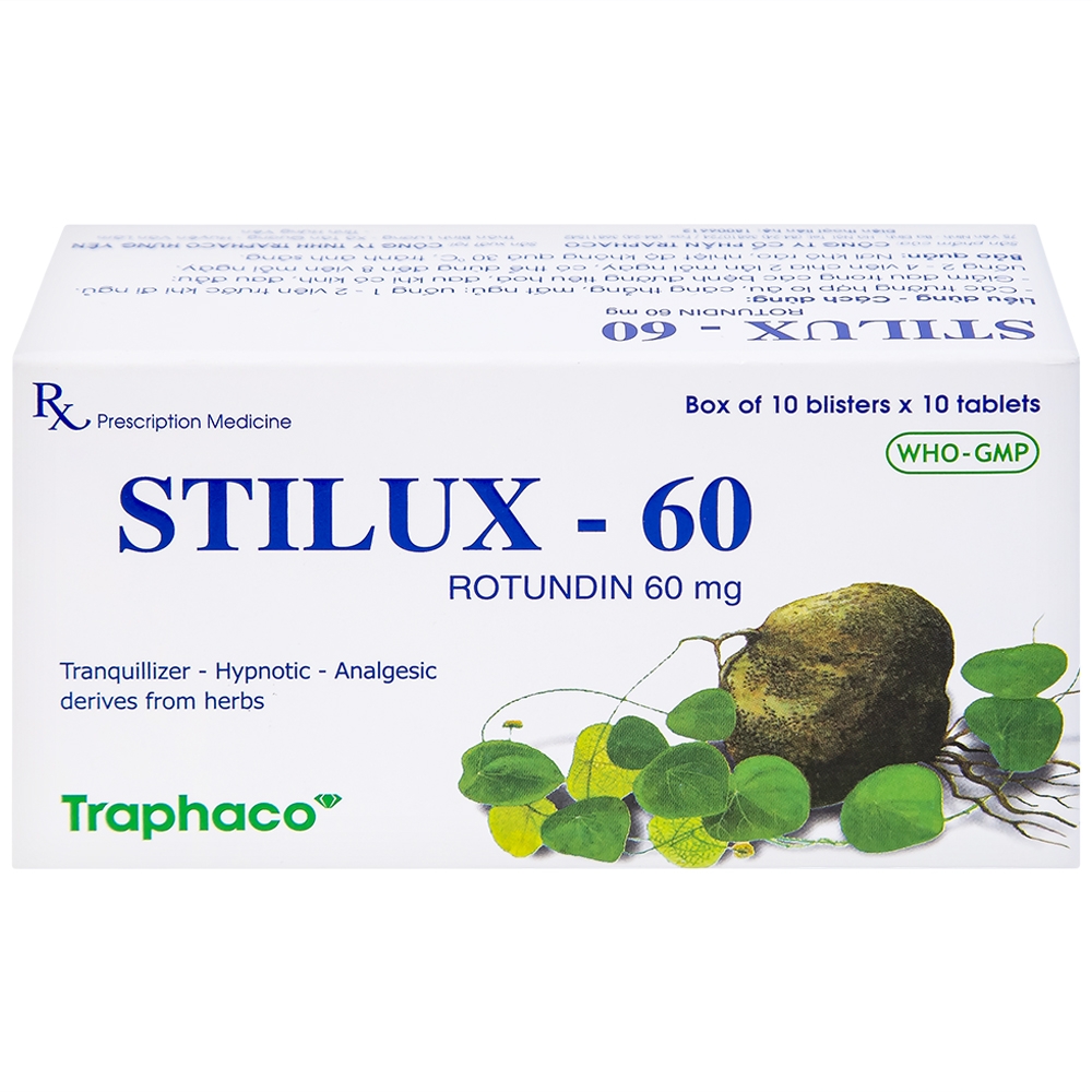 Hình ảnh Thuốc Stilux-60 Traphaco dùng lo âu, căng thẳng, mất ngủ (10 vỉ x 10 viên) 