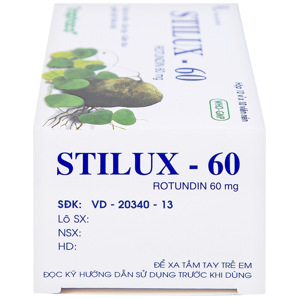 Hình ảnh Thuốc Stilux-60 Traphaco dùng lo âu, căng thẳng, mất ngủ (10 vỉ x 10 viên) 
