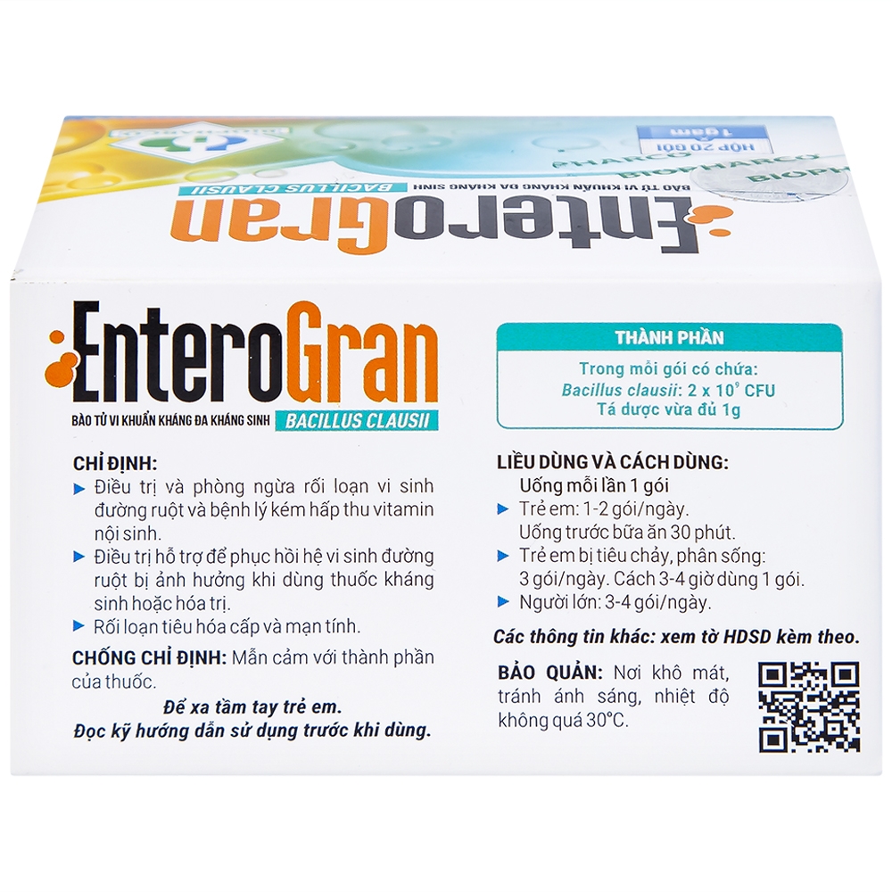 Hình ảnh Thuốc Enterogran Biopharco điều trị và phòng ngừa rối loạn vi sinh đường ruột (20 gói x 1g)