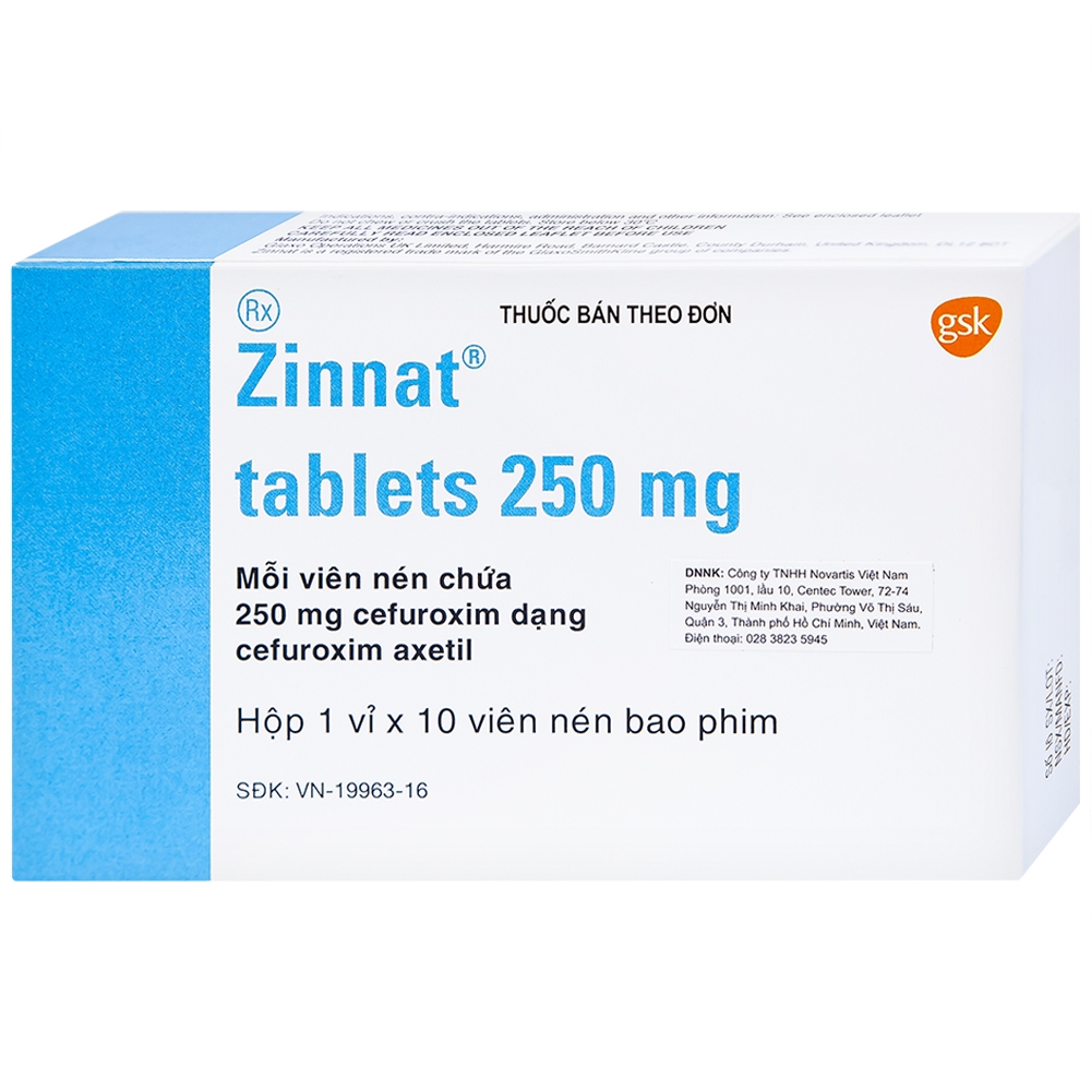 Hình ảnh Thuốc Zinnat 250mg GSK điều trị nhiễm khuẩn (1 vỉ x 10 viên)