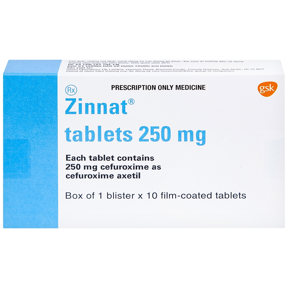Hình ảnh Thuốc Zinnat 250mg GSK điều trị nhiễm khuẩn (1 vỉ x 10 viên)