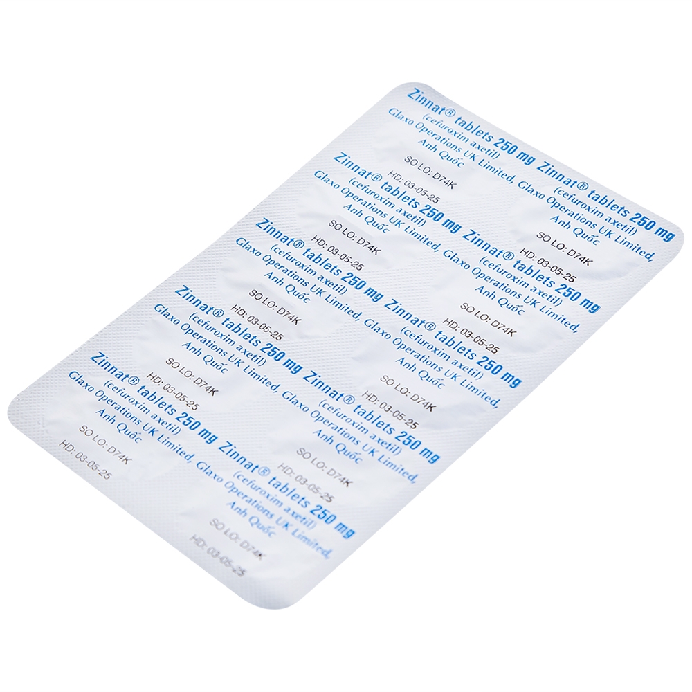 Hình ảnh Thuốc Zinnat 250mg GSK điều trị nhiễm khuẩn (1 vỉ x 10 viên)