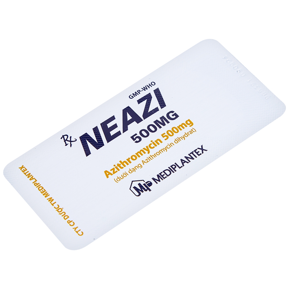 Hình ảnh Viên nén Neazi 500mg Mediplantex điều trị viêm xoang cấp, viêm họng, amidan (1 vỉ x 3 viên)