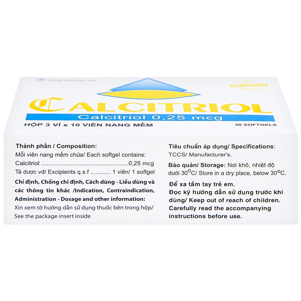 Hình ảnh Thuốc Calcitriol Hà Tây điều trị loãng xương (3 vỉ x 10 viên)