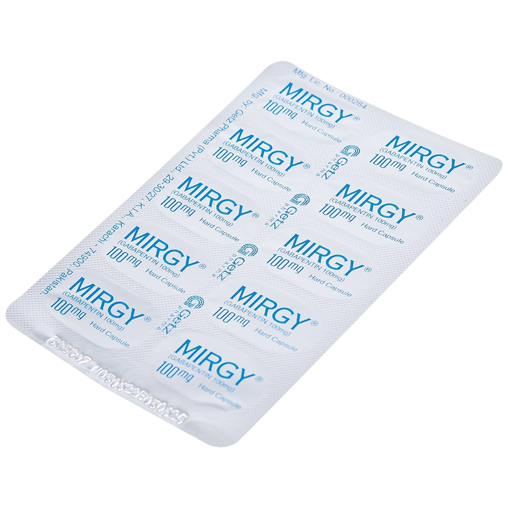 Hình ảnh Viên nang cứng Mirgy 100mg Getz điều trị đau thần kinh, động kinh (1 vỉ x 10 viên)