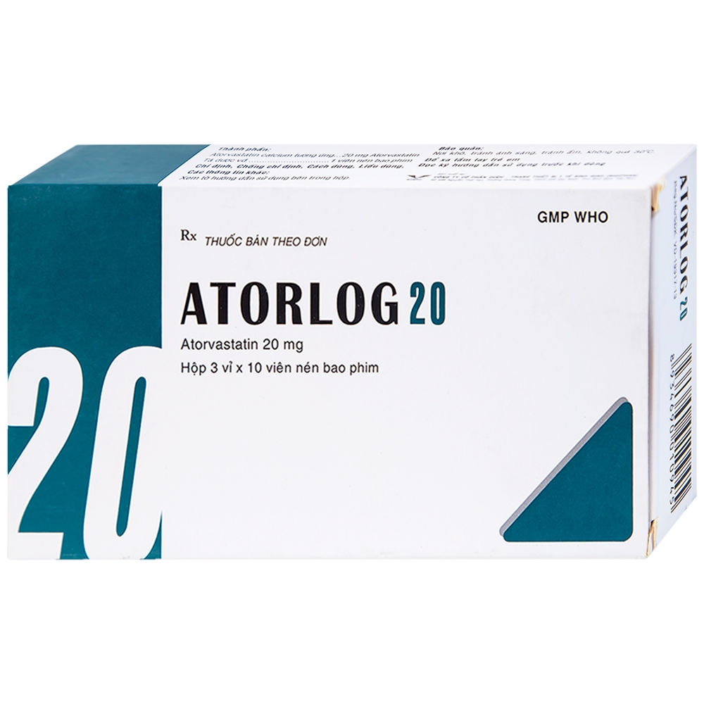 Hình ảnh Thuốc Atorlog 20mg Bidiphar điều trị tăng cholesterol toàn phần và LDL-cholesterol (3 vỉ x 10 viên)