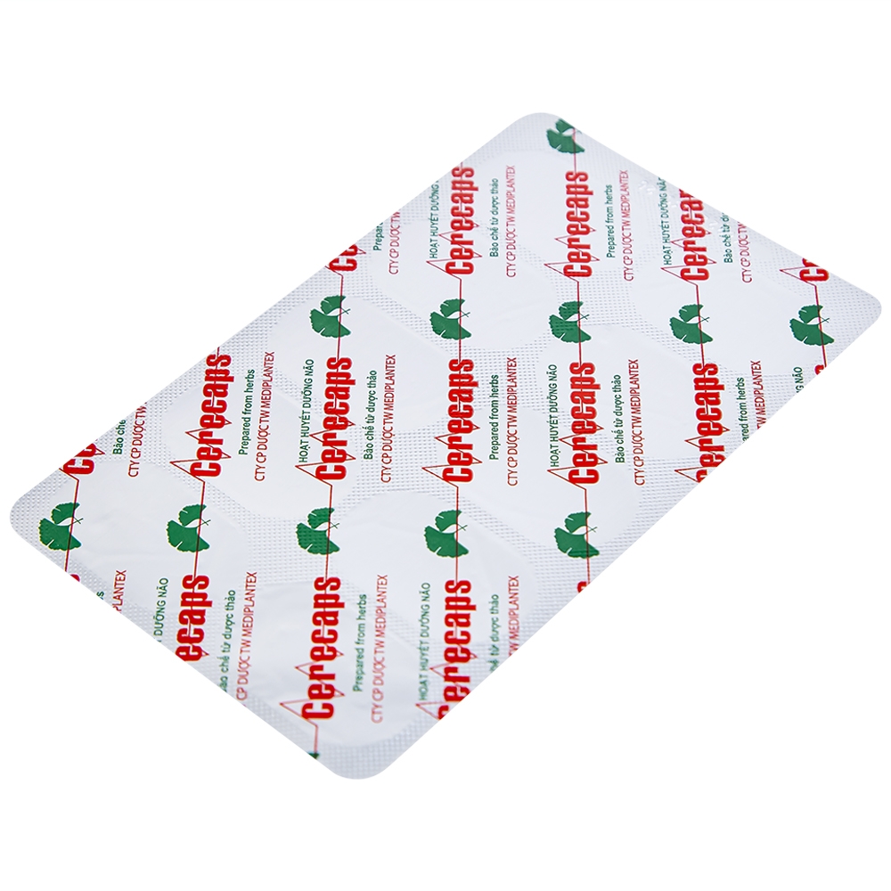 Hình ảnh Hoạt huyết dưỡng não Cerecaps Mediplantex điều trị suy giảm trí nhớ, đau đầu (3 vỉ x 10 viên)