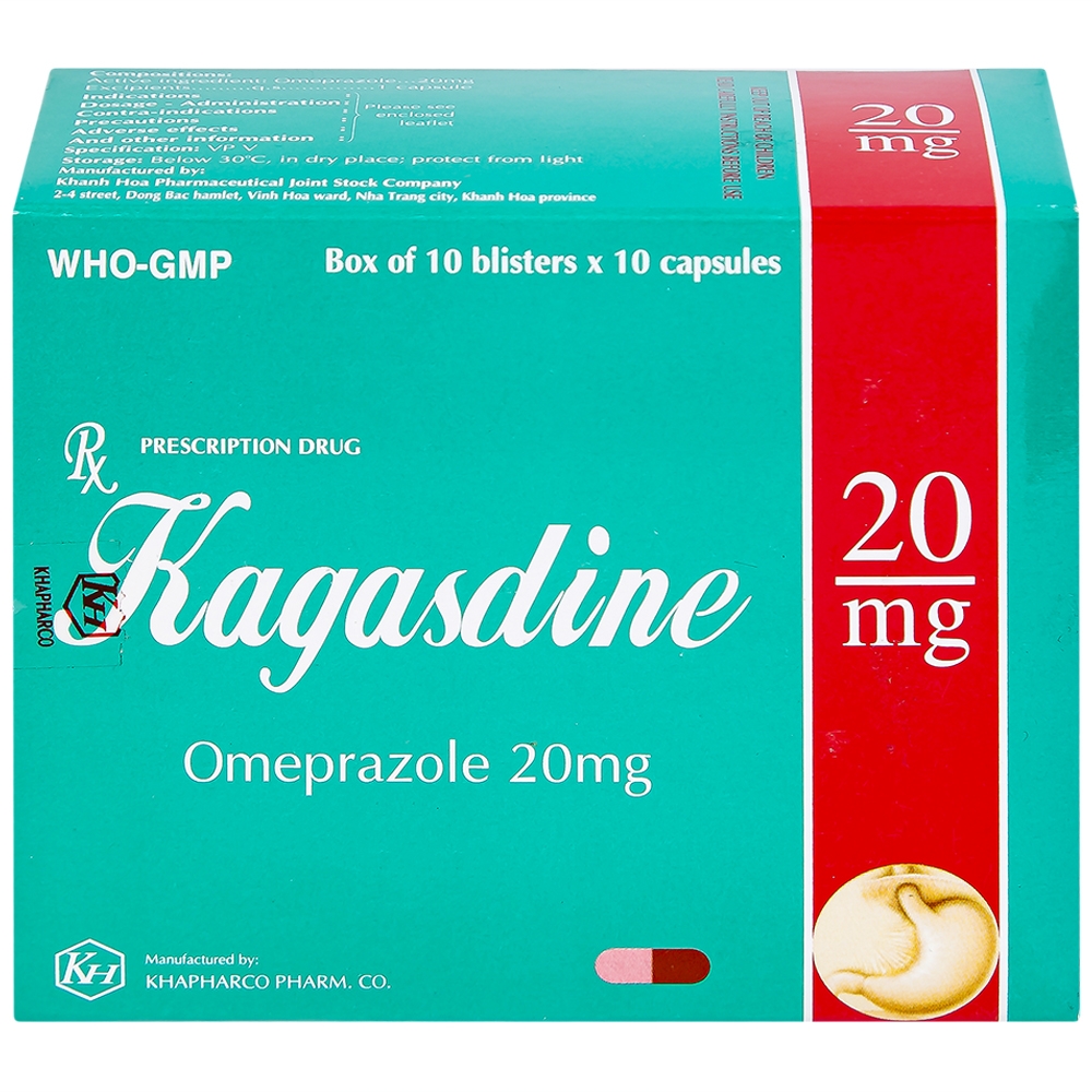 Hình ảnh Viên nang Kagasdine 20mg Khapharco điều trị loét dạ dày, tá tràng (10 vỉ x 10 viên)