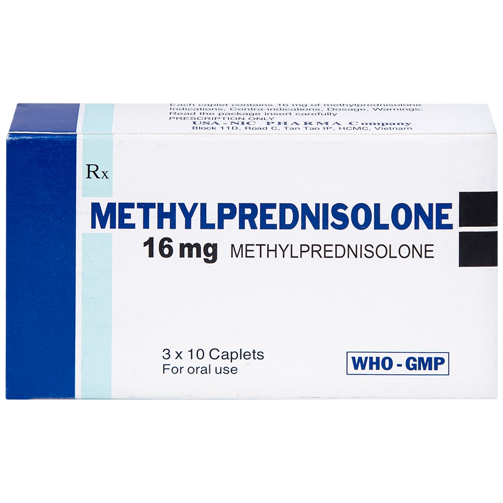 Hình ảnh Thuốc Methylprednisolone 16mg Usa - Nic Pharma kháng viêm và ức chế miễn dịch, chống dị ứng (3 vỉ x 10 viên)