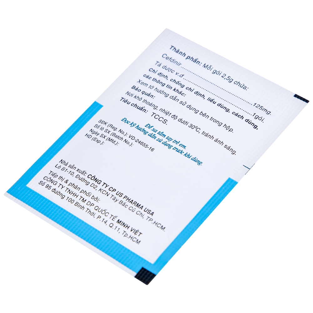 Hình ảnh Bột pha hỗn dịch uống Cefdinir 125 - MV USP điều trị nhiễm khuẩn (10 gói)