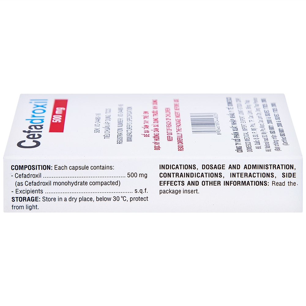 Hình ảnh Thuốc Cefadroxil 500mg Domesco điều trị nhiễm khuẩn (2 vỉ x 10 viên)