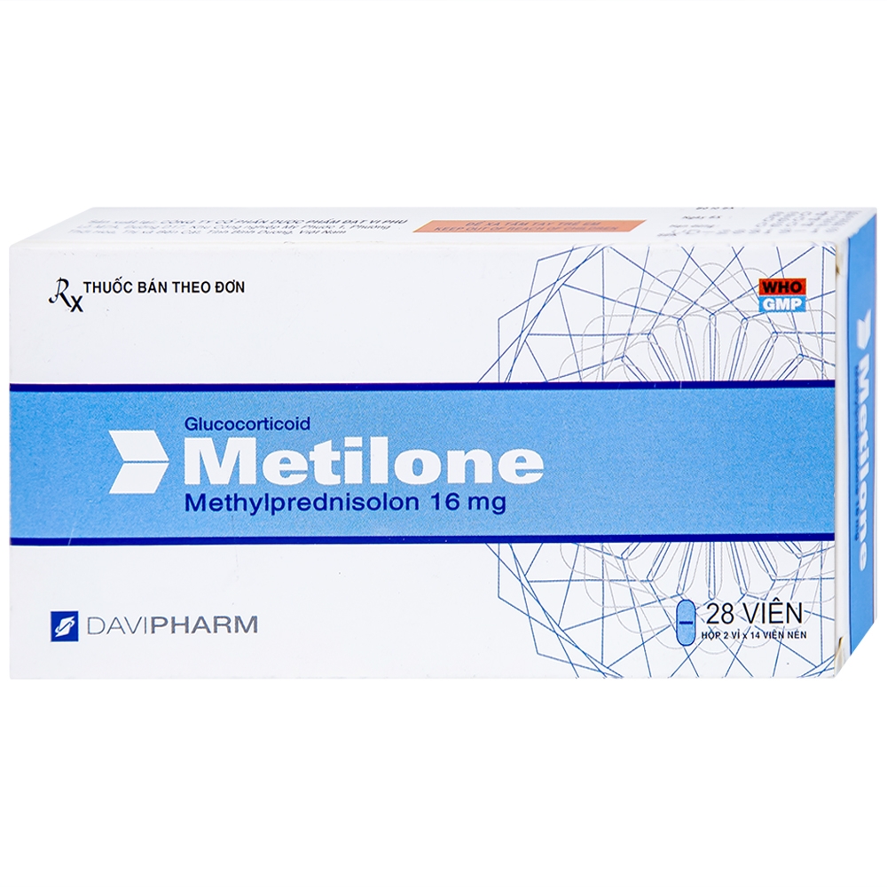 Hình ảnh Thuốc Metilone 16mg DaViPharm kháng viêm, rối loạn nội tiết, viêm khớp (2 vỉ x 14 viên)