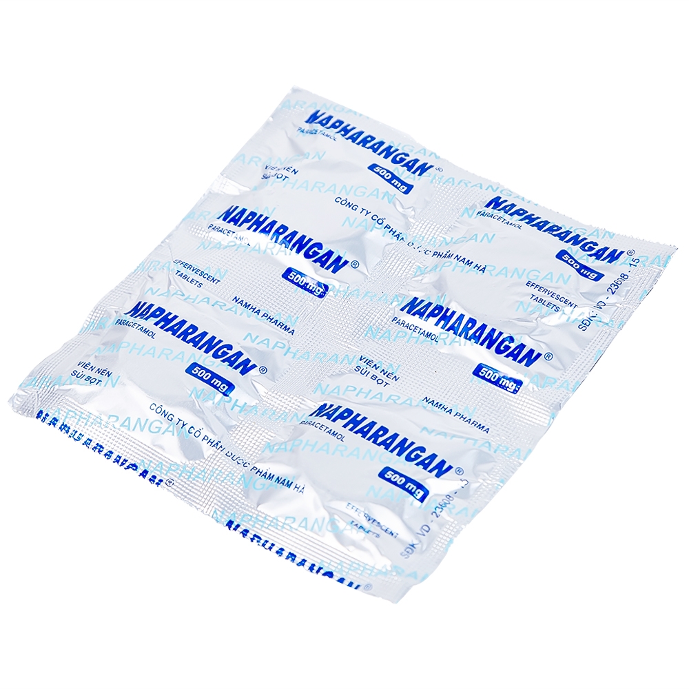 Hình ảnh Viên sủi Napharangan 500mg Nam Hà hạ nhiệt, giảm đau, điều trị sốt từ nhẹ đến vừa (4 vỉ x 4 viên) 