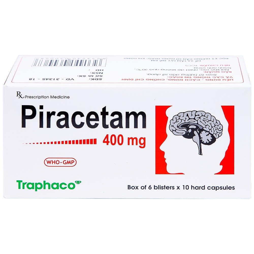 Hình ảnh Viên nang cứng Piracetam 400mg Traphaco điều trị triệu chứng chóng mặt, suy giảm trí nhớ (6 vỉ x 10 viên) 