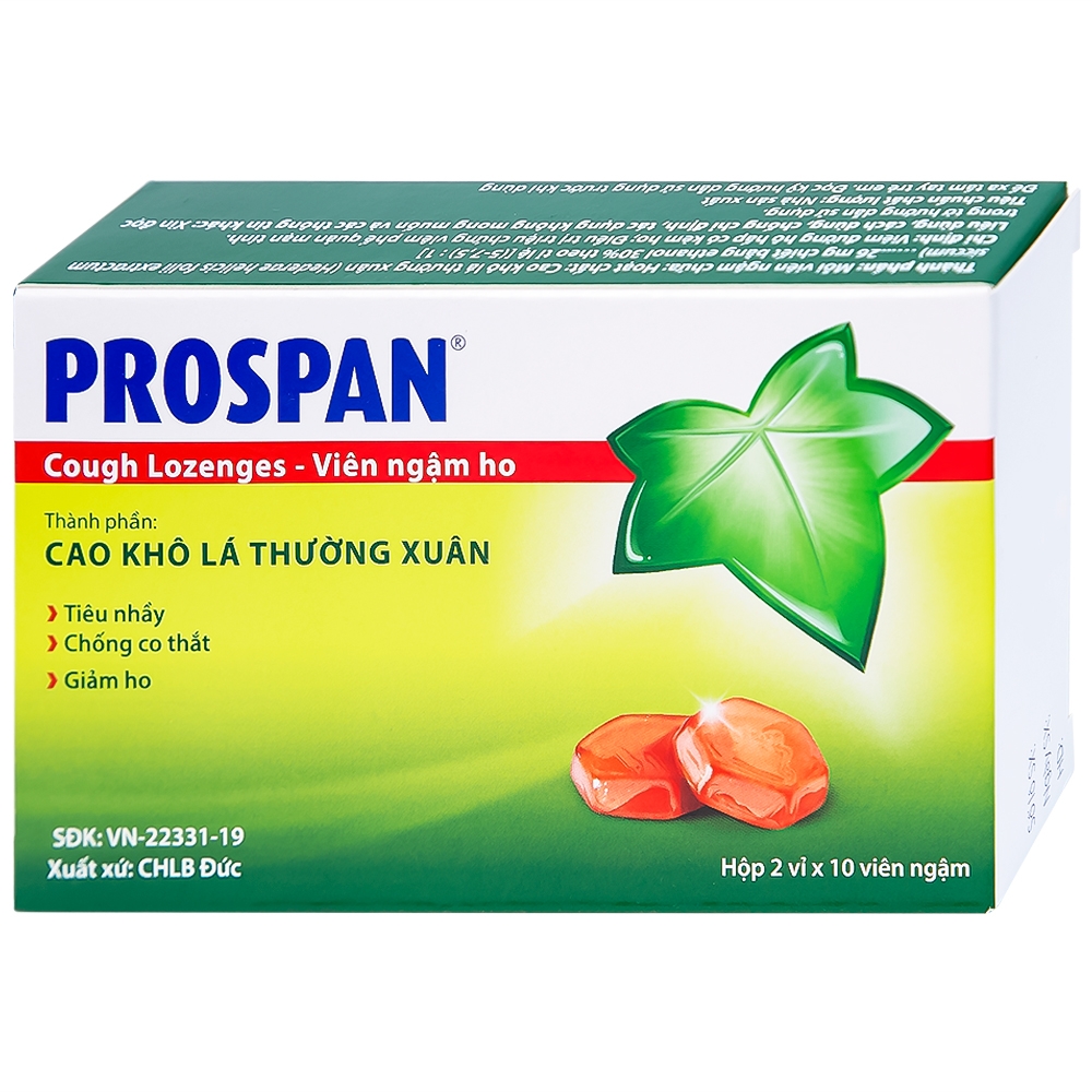 Hình ảnh Viên ngậm ho Prospan Engelhard điều trị viêm đường hô hấp cấp (2 vỉ x 10 viên)